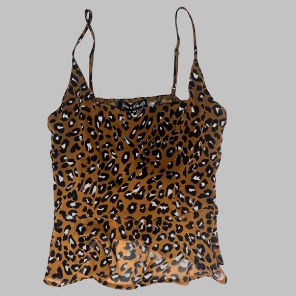 Ash & Violet Leopard Print Peplum Tank Top - XS - Picture 1 of 6